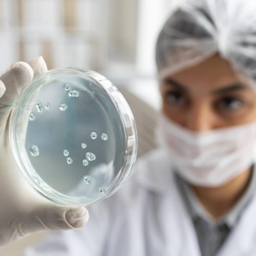 close-up-blurry-scientist-holding-petri-dish